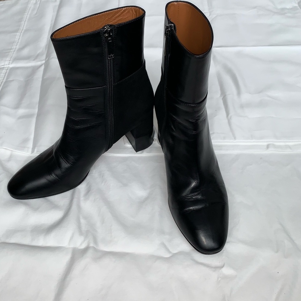 Aquatalia calfskin and suede ankle boots